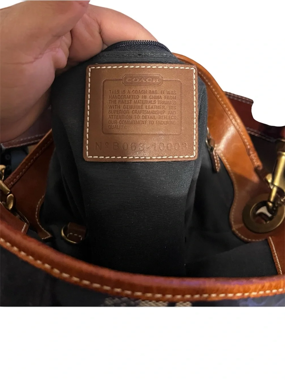 Coach Patchwork Hobo Bag in Black and Gray with Metallic Accents